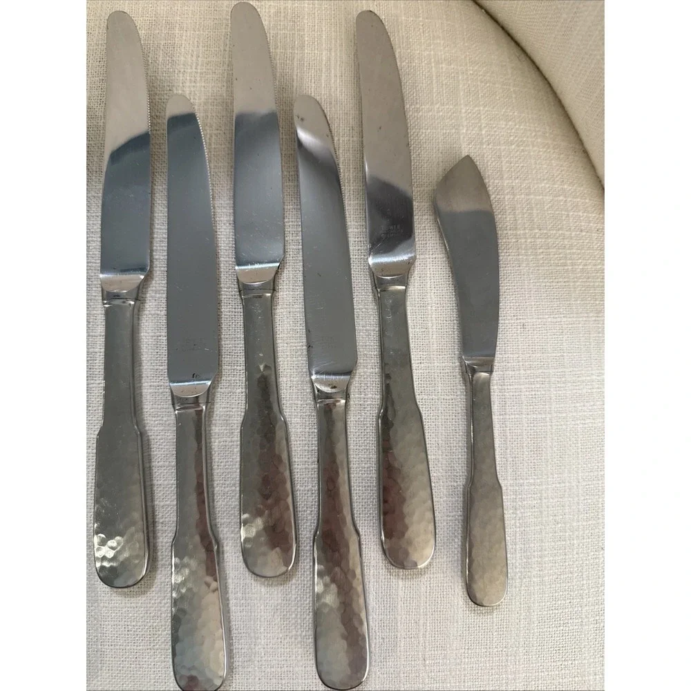 Towle 18/8 Stainless Flatware Germany Hammersmith 9-Dinner Knives 1-Butter Knife